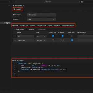 MSSQL extension table designer